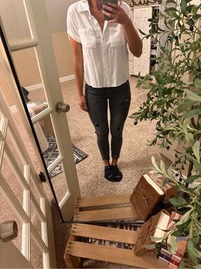 Casual White Button-Front Shirt